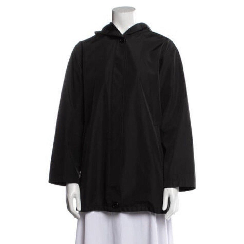sandro authentic womens solid black long sleeve windbreaker jacket xl large